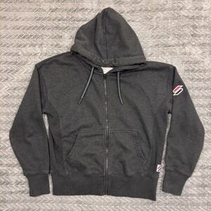 Superdry Hoodie Women 8 Grey Jacket Cotton Stretch Lounge Casual Grunge Full Zip